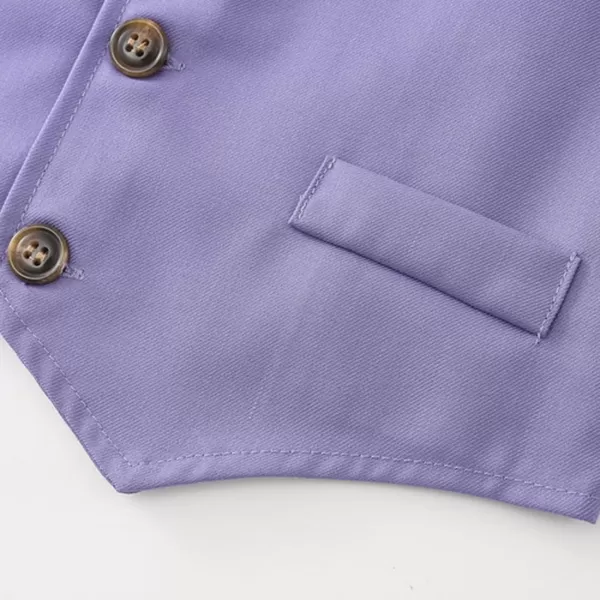 IDOPIP Toddler Kids Baby Boys Formal Suit Gentleman Outfit Long Sleeve Shirt with Bowtie  Vest  Pants Overalls Clothes 28TPurple