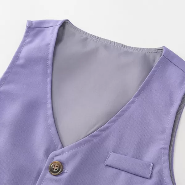 IDOPIP Toddler Kids Baby Boys Formal Suit Gentleman Outfit Long Sleeve Shirt with Bowtie  Vest  Pants Overalls Clothes 28TPurple
