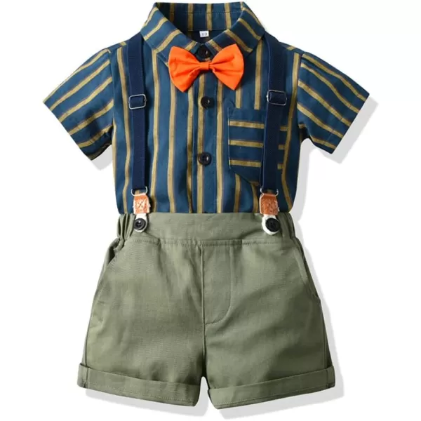 IDOPIP Toddler Kids Baby Boys Formal Suit Gentleman White Shirt with Bowtie  Suspender Shorts Pants Overalls Clothes 18TArmy Green  Shorts