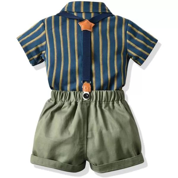 IDOPIP Toddler Kids Baby Boys Formal Suit Gentleman White Shirt with Bowtie  Suspender Shorts Pants Overalls Clothes 18TArmy Green  Shorts