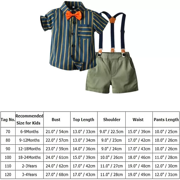 IDOPIP Toddler Kids Baby Boys Formal Suit Gentleman White Shirt with Bowtie  Suspender Shorts Pants Overalls Clothes 18TArmy Green  Shorts