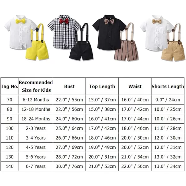 IDOPIP Toddler Kids Baby Boys Formal Suit Gentleman White Shirt with Bowtie  Suspender Shorts Pants Overalls Clothes 18TBlack