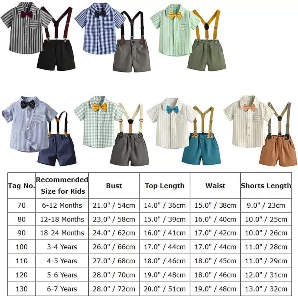 IDOPIP Toddler Kids Baby Boys Formal Suit Gentleman White Shirt with Bowtie  Suspender Shorts Pants Overalls Clothes 18TBlack Striped