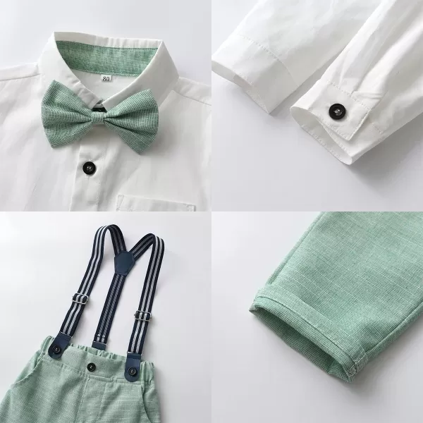 IDOPIP Toddler Kids Baby Boys Formal Suit Gentleman White Shirt with Bowtie  Suspender Shorts Pants Overalls Clothes 6M5TGreen  Pants