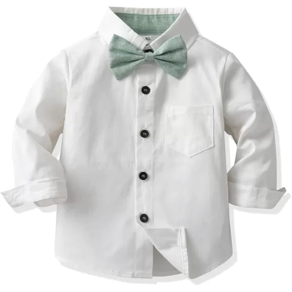 IDOPIP Toddler Kids Baby Boys Formal Suit Gentleman White Shirt with Bowtie  Suspender Shorts Pants Overalls Clothes 6M5TGreen  Pants