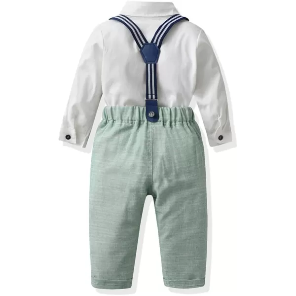 IDOPIP Toddler Kids Baby Boys Formal Suit Gentleman White Shirt with Bowtie  Suspender Shorts Pants Overalls Clothes 6M5TGreen  Pants