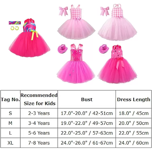 IDOPIP Toddler Kids Girls Halloween Birthday Party Dress up Costume Pink Gingham Dress with HeadbandHat Cowgirl CosplayHot Pink  Hollow