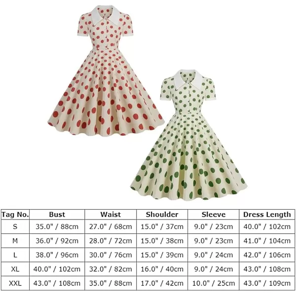 IDOPIP Vintage 1950s Dress for Womens Retro Polka Dot Print Cocktail Party Swing Dress Formal Wedding Guest Midi Aline GownRed