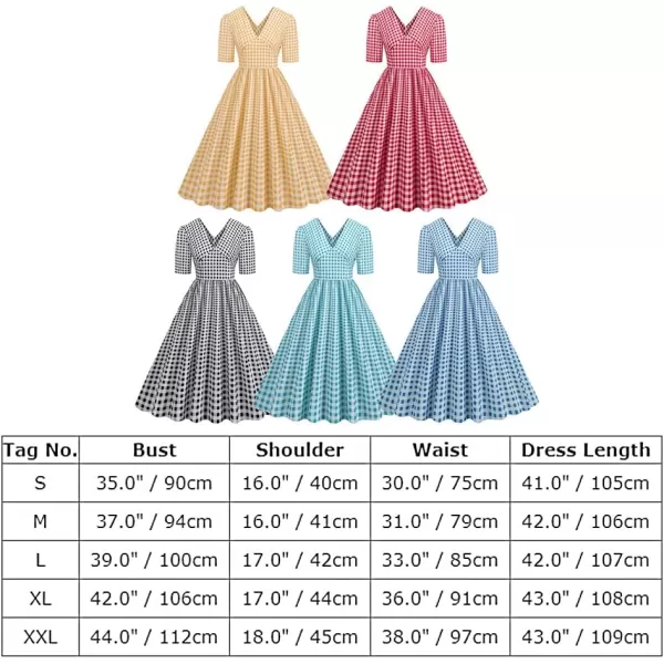 IDOPIP Vintage Plaid 1950s Dress for Women Summer Short Sleeve VNeck Retro Cocktail Wedding Party Midi Aline Swing DressesIDOPIP Vintage Plaid 1950s Dress for Women Summer Short Sleeve VNeck Retro Cocktail Wedding Party Midi Aline Swing Dresses