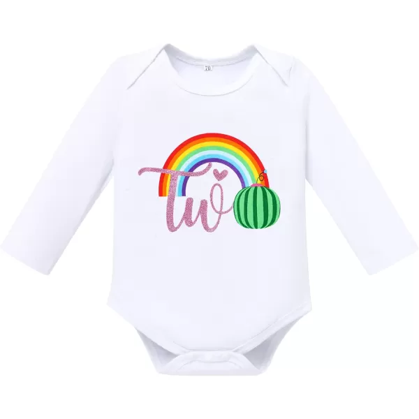 IDOPIP Watermelon 1st Birthday Outfit for Baby Girls Romper Rainbow Tutu Skirt Headband Summer Clothes Cake Smash Photo ShootRainbow Two  Long Sleeve
