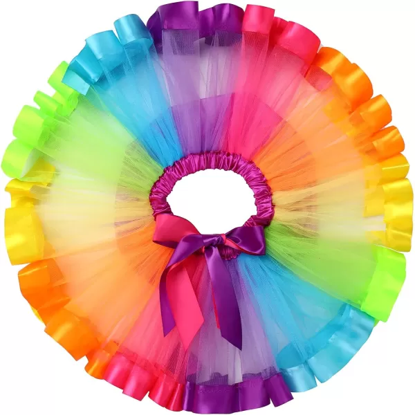 IDOPIP Watermelon 1st Birthday Outfit for Baby Girls Romper Rainbow Tutu Skirt Headband Summer Clothes Cake Smash Photo ShootRainbow Two  Long Sleeve