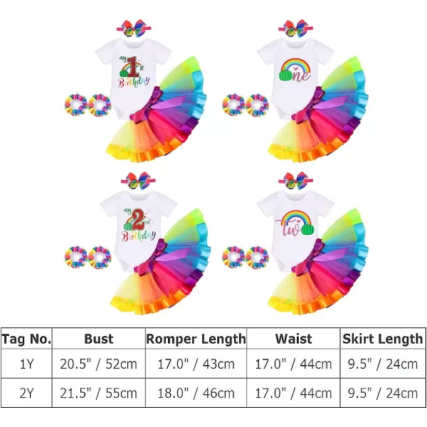 IDOPIP Watermelon 1st Birthday Outfit for Baby Girls Romper Rainbow Tutu Skirt Headband Summer Clothes Cake Smash Photo ShootRainbow Two 4pcs