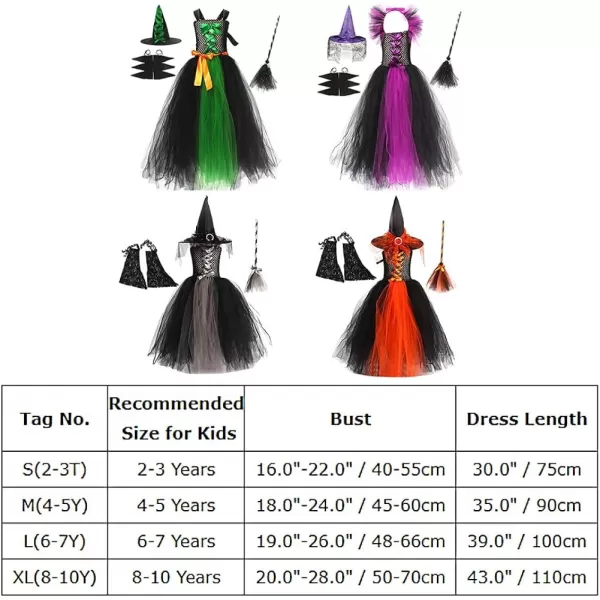 IDOPIP Witch Costume for Girls Kids Halloween Princess Tutu Dress up with Witch Hat Broom Cape Outfit Cosplay for Photo ShootBlack  Sleeves