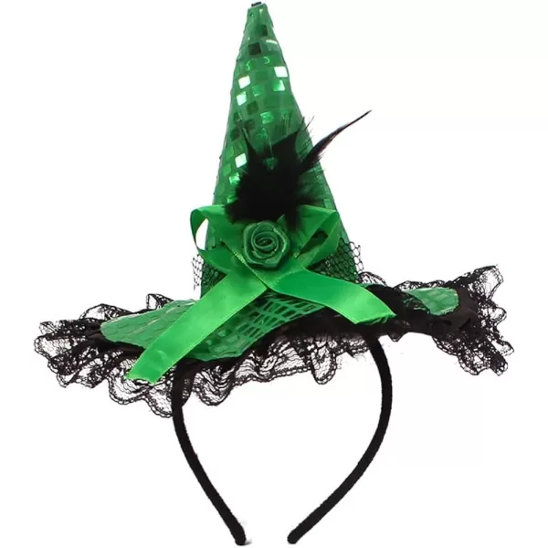 IDOPIP Witch Costume for Girls Kids Halloween Princess Tutu Dress up with Witch Hat Broom Cape Outfit Cosplay for Photo ShootGreen  Hat 3pcs