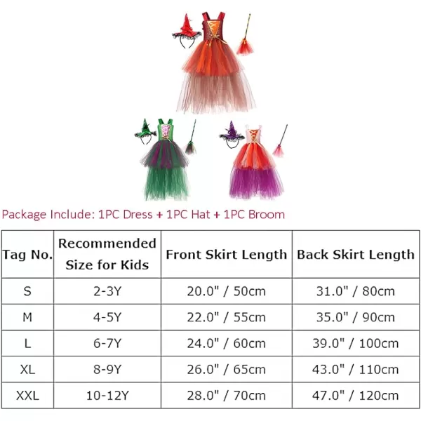 IDOPIP Witch Costume for Girls Kids Halloween Princess Tutu Dress up with Witch Hat Broom Cape Outfit Cosplay for Photo ShootOrange  Hat 3pcs