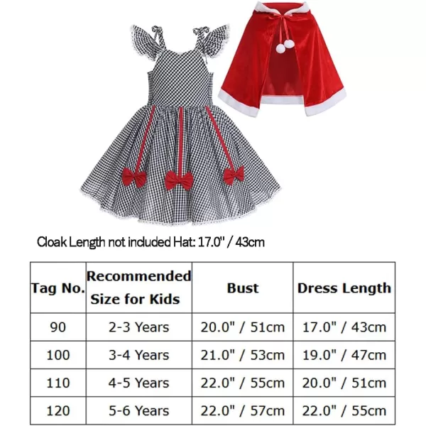 IDOPIP Women Kids Baby Girls Christmas Party Dress Xmas Red Plaid Tutu Dress with Hooded Cloak Cape Family Matching CostumeBlack Plaid  Kids