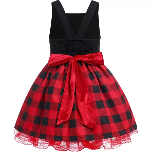 IDOPIP Women Kids Baby Girls Christmas Party Dress Xmas Red Plaid Tutu Dress with Hooded Cloak Cape Family Matching CostumeRed Kids