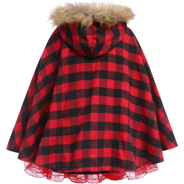 IDOPIP Women Kids Baby Girls Christmas Party Dress Xmas Red Plaid Tutu Dress with Hooded Cloak Cape Family Matching CostumeRed Kids