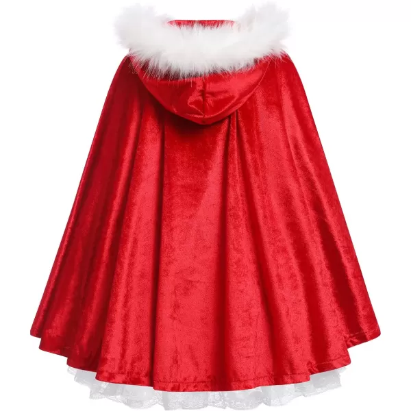 IDOPIP Women Kids Baby Girls Christmas Party Dress Xmas Red Plaid Tutu Dress with Hooded Cloak Cape Family Matching CostumeWhite Kids