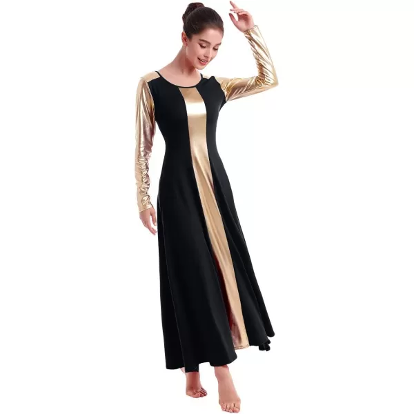 IDOPIP Women Metallic Color Block Praise Dance Dress Liturgical Lyrical Dancewear Gown Long Sleeve Worship Dance DressIDOPIP Women Metallic Color Block Praise Dance Dress Liturgical Lyrical Dancewear Gown Long Sleeve Worship Dance Dress