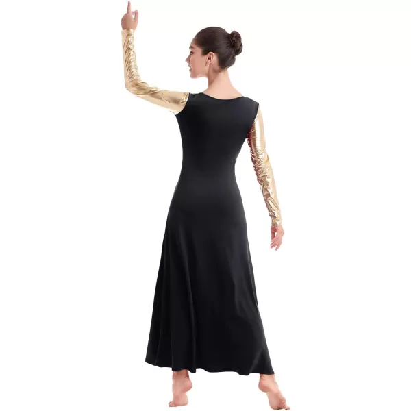 IDOPIP Women Metallic Color Block Praise Dance Dress Liturgical Lyrical Dancewear Gown Long Sleeve Worship Dance DressIDOPIP Women Metallic Color Block Praise Dance Dress Liturgical Lyrical Dancewear Gown Long Sleeve Worship Dance Dress