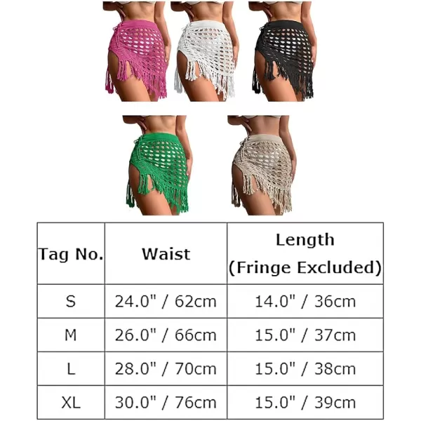 IDOPIP Womens Crochet Cover up Hollow Out Beach Sarongs Coverups Fringe Tassel Bikini Wrap Skirt Sheer Swimsuit Bathing SuitGreen