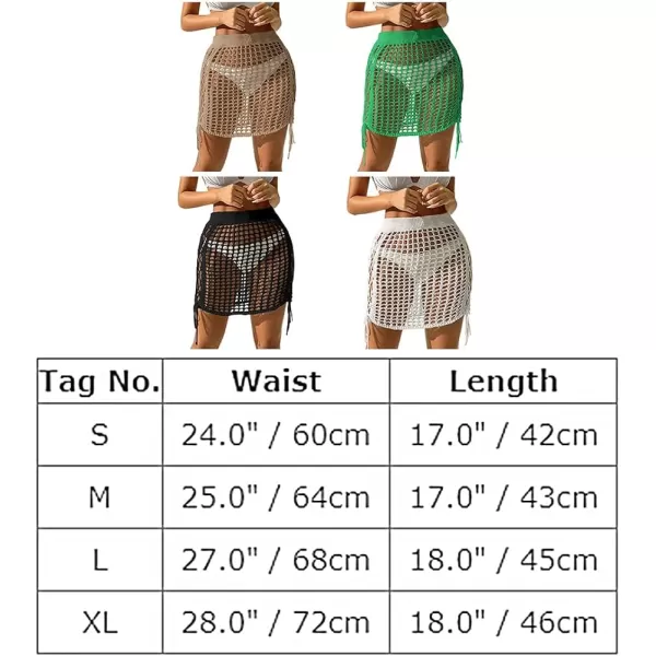 IDOPIP Womens Crochet Cover up Hollow Out Beach Sarongs Coverups Fringe Tassel Bikini Wrap Skirt Sheer Swimsuit Bathing SuitKhaki  Tie