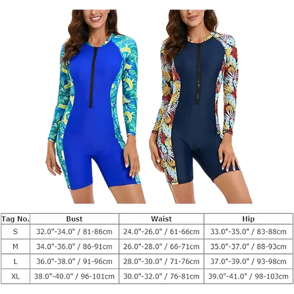 IDOPIP Womens One Piece Rash Guard Surfing Swimsuit Bathing Suit Long Sleeve Zipper UPF 50 Swimwear Athletic WetsuitNavy Blue  Yellow