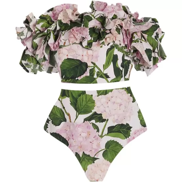 IDOPIP Womens One Piece Swimsuit with Beach Cover up Wrap Skirt Sarong Retro Floral Print Bikini Set Two Piece Bathing SuitGreen  Pink Floral 3pcs