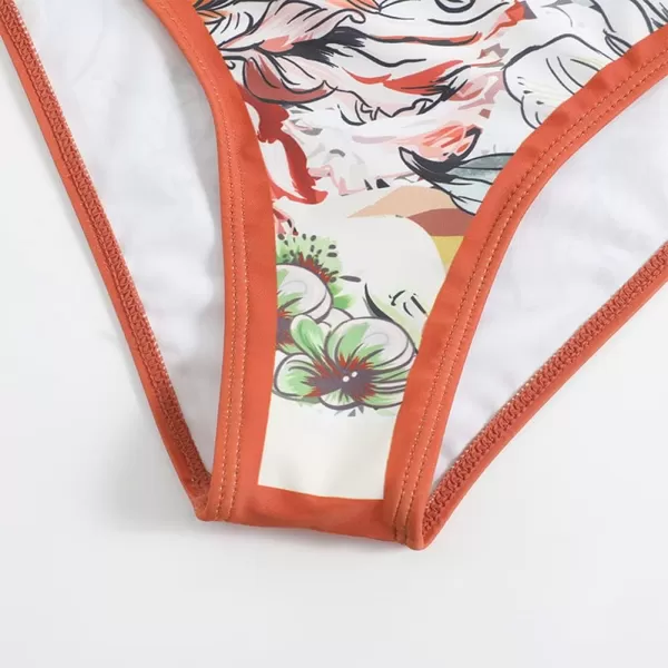 IDOPIP Womens One Piece Swimsuit with Beach Cover up Wrap Skirt Sarong Retro Floral Print Bikini Set Two Piece Bathing SuitOrange Floral  Ruffle