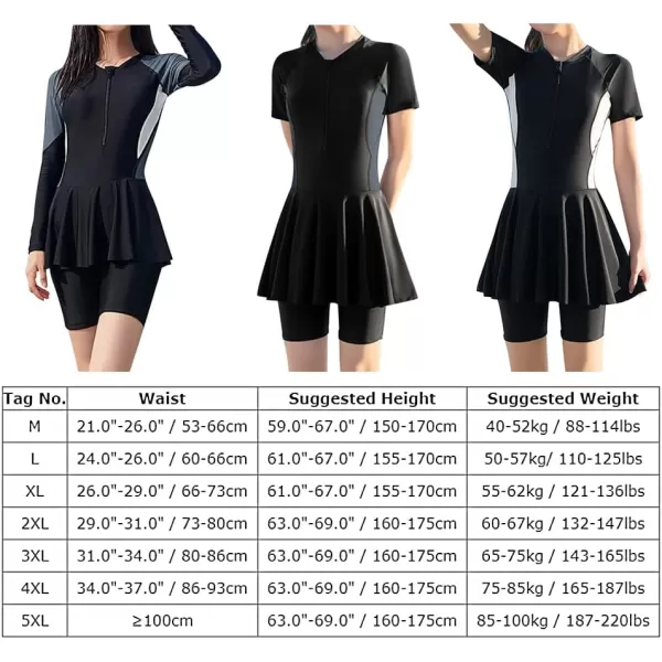 IDOPIP Womens Rash Guard Long Sleeve UPF 50 Swim Shirts with Shorts Surfing Skirt TwoThree Piece Swimsuit Bathing SuitsGray 2pcs Set