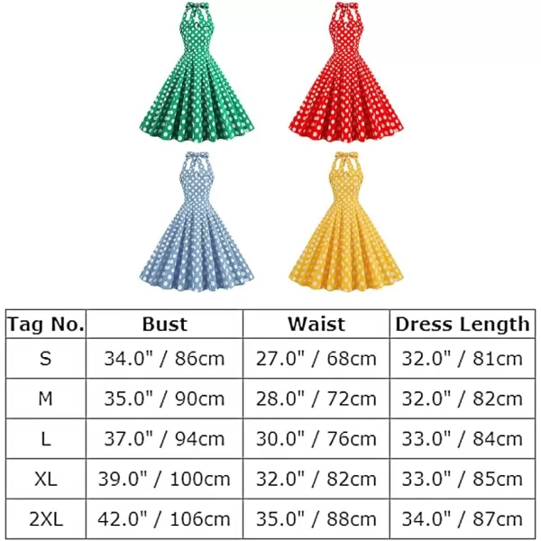 IDOPIP Womens Summer Vintage 1950s Dress Halter Retro Polka Dot Cocktail Party Swing Dresses Wedding Formal Aline Midi GownBlue