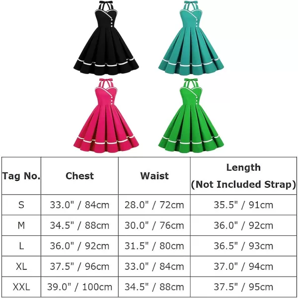 IDOPIP Womens Vintage 1950s Cocktail Party Swing Dress Summer Sleeveless Halter Retro Wedding Formal Aline Midi DressesBlack