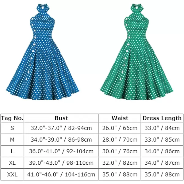 IDOPIP Womens Vintage 1950s Cocktail Party Swing Dress Summer Sleeveless Halter Retro Wedding Formal Aline Midi DressesBlue