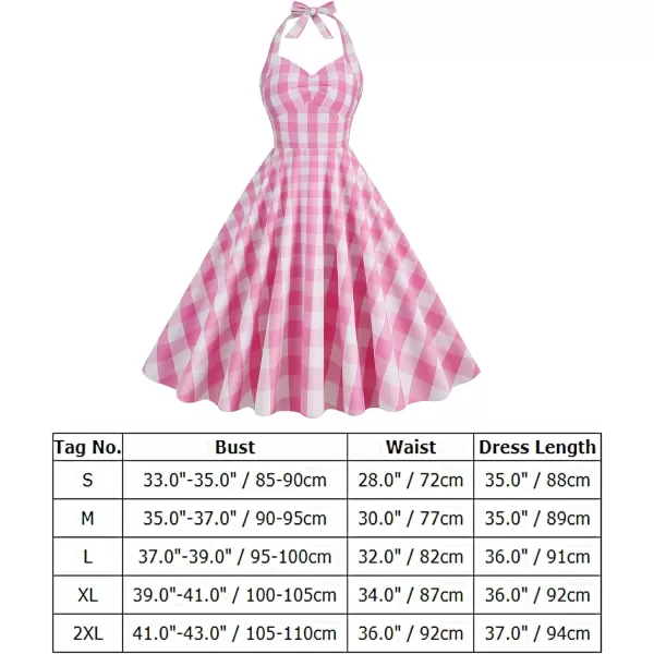 IDOPIP Womens Vintage 1950s Cocktail Party Swing Dress Summer Sleeveless Halter Retro Wedding Formal Aline Midi DressesPink  Halter