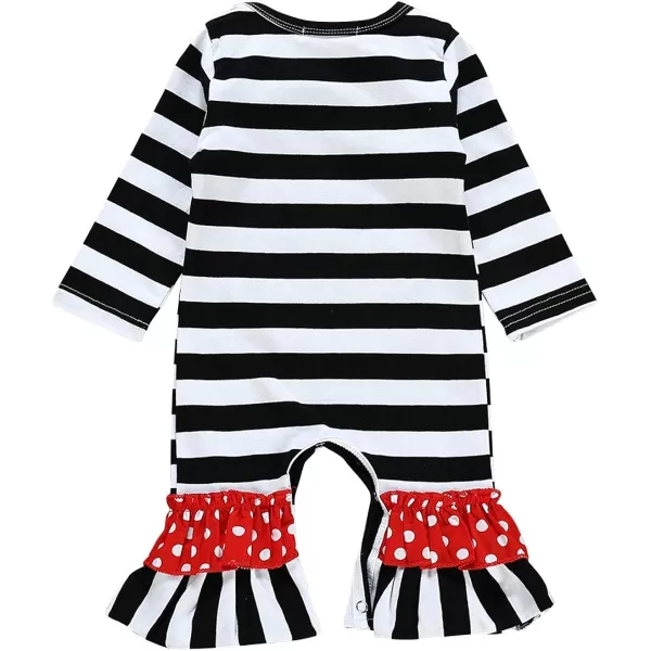 Icing Ruffle Jumpsuit Pants for Toddler Baby Girls Long Sleeve Romper OutfitBlack Striped  Santa