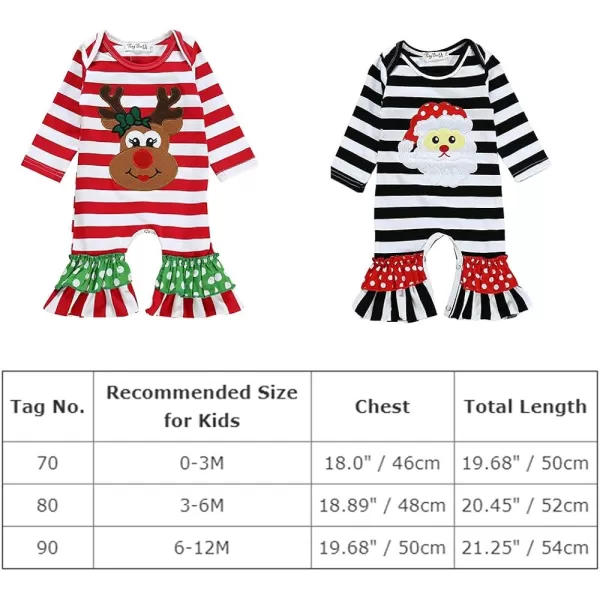 Icing Ruffle Jumpsuit Pants for Toddler Baby Girls Long Sleeve Romper OutfitBlack Striped  Santa