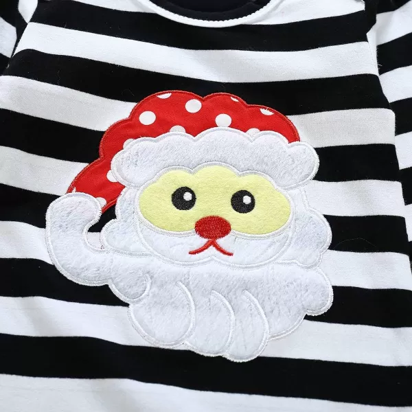 Icing Ruffle Jumpsuit Pants for Toddler Baby Girls Long Sleeve Romper OutfitBlack Striped  Santa