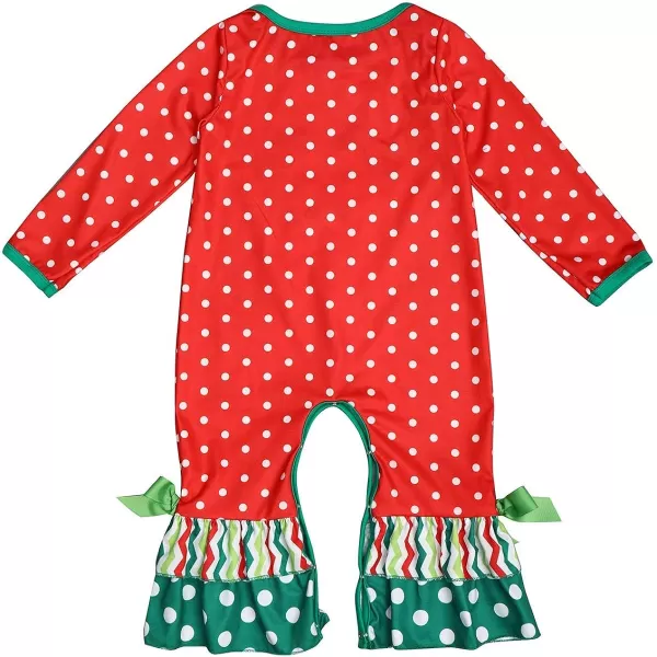 Icing Ruffle Jumpsuit Pants for Toddler Baby Girls Long Sleeve Romper OutfitRed Reindeer  Polka Dot