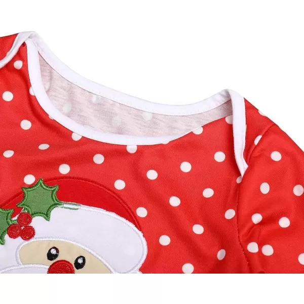 Icing Ruffle Jumpsuit Pants for Toddler Baby Girls Long Sleeve Romper OutfitRed Santa  Polka Dot