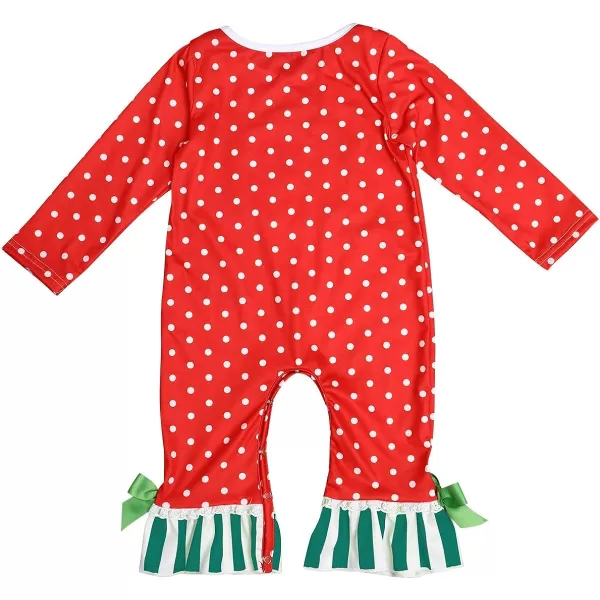 Icing Ruffle Jumpsuit Pants for Toddler Baby Girls Long Sleeve Romper OutfitRed Santa  Polka Dot