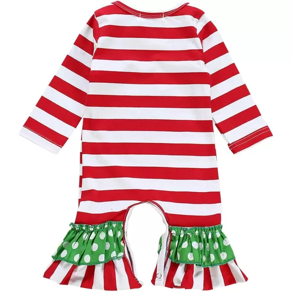 Icing Ruffle Jumpsuit Pants for Toddler Baby Girls Long Sleeve Romper OutfitRed Striped  Reindeer