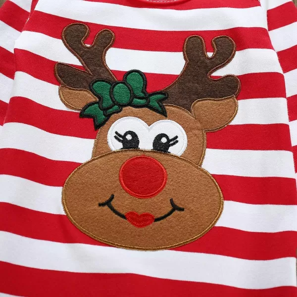 Icing Ruffle Jumpsuit Pants for Toddler Baby Girls Long Sleeve Romper OutfitRed Striped  Reindeer