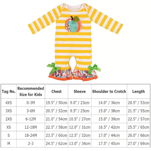 Icing Ruffle Jumpsuit Pants for Toddler Baby Girls Long Sleeve Romper OutfitYellow Striped  Pumpkin