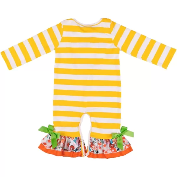 Icing Ruffle Jumpsuit Pants for Toddler Baby Girls Long Sleeve Romper OutfitYellow Striped  Pumpkin