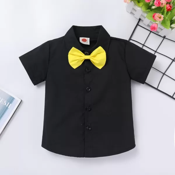 Kids Baby Boys Birthday Cake Smash Outfit Gentleman Necktie Shirt Suspenders Shorts Mouse Ears Halloween Christmas CostumeBlack  Red 4pcs