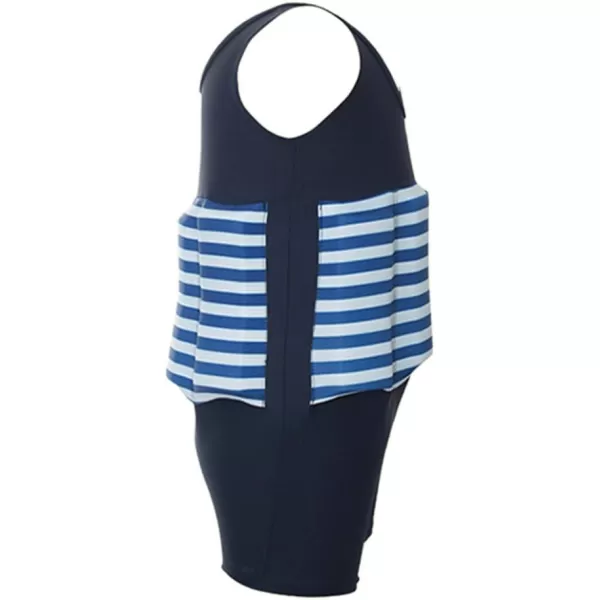 Kids Boys Girls Floatation Swimsuit with Adjustable Buoyancy Baby Float Suit Swim Vest One Piece Swimwear Bathing SuitBlack  Blue Striped