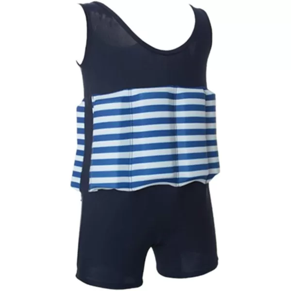 Kids Boys Girls Floatation Swimsuit with Adjustable Buoyancy Baby Float Suit Swim Vest One Piece Swimwear Bathing SuitBlack  Blue Striped