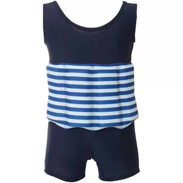 Kids Boys Girls Floatation Swimsuit with Adjustable Buoyancy Baby Float Suit Swim Vest One Piece Swimwear Bathing SuitBlack  Blue Striped