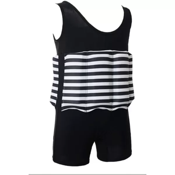 Kids Boys Girls Floatation Swimsuit with Adjustable Buoyancy Baby Float Suit Swim Vest One Piece Swimwear Bathing SuitBlack  White Striped